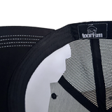 blackletter trucker cap, black and purple