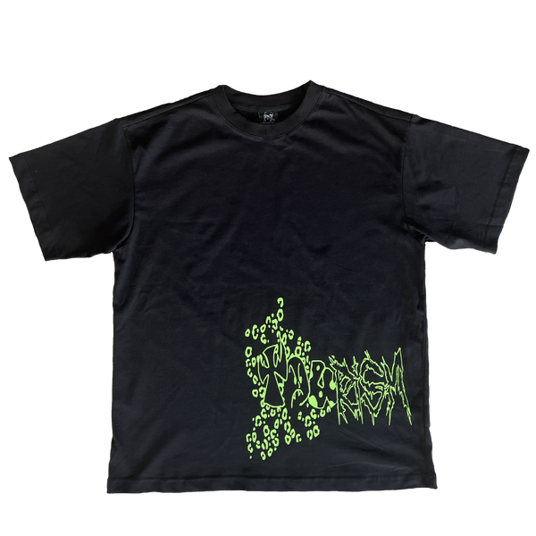 leopard print tee, black and green