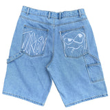 baggy jorts, washed blue
