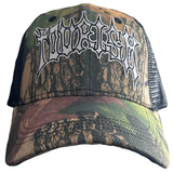 blackletter trucker cap, real tree camo
