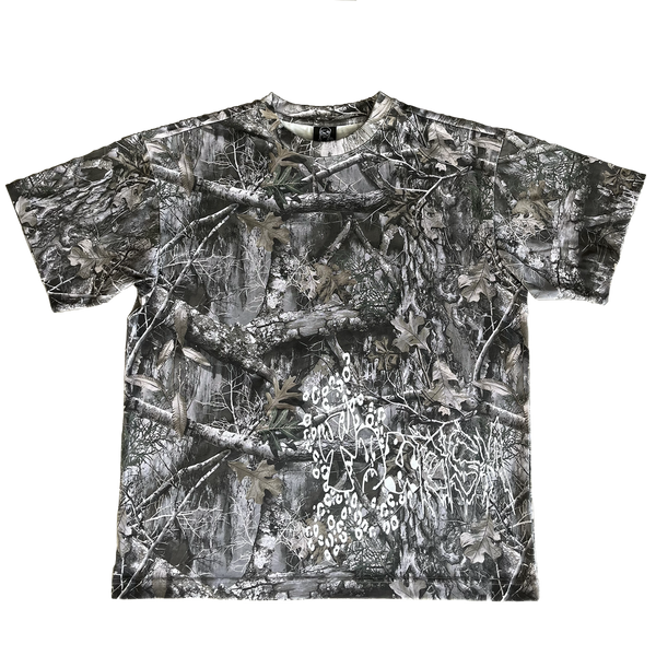 leopard print tee, real tree camo and white