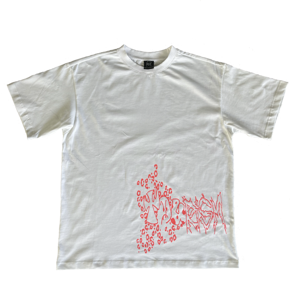 leopard print tee, white and pink